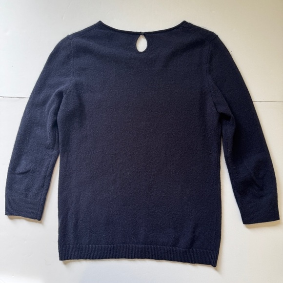 Talbots Audrey Pure Cashmere Sweater Navy Blue Soft Crew Neck 3/4 Sleeves Sz XS - Picture 10 of 12